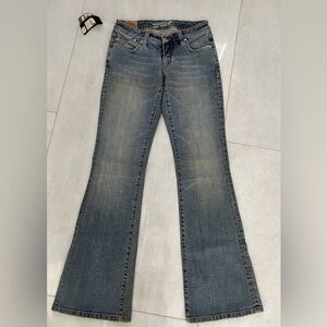 Flare New Vintage Parasuco Women blue Jeans Flared Denim Low Rice Size 27x34